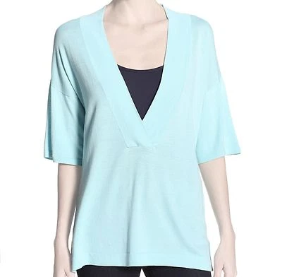 Suéter túnica Cullen para mujer cuello en V profundo kimono manga codo, alondra lisa, S Foto 1 de 2