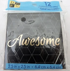 DCWV Mini Cards w/ Envelopes, 'Awesome', Pack of 12, 2.5" x 2.5" NEW - Picture 1 of 3