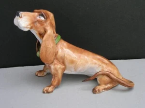 Vintage signed Italy Pottery Bassett  Hound / Dachshund Dog Figurine # 72/ 105 - Picture 1 of 8