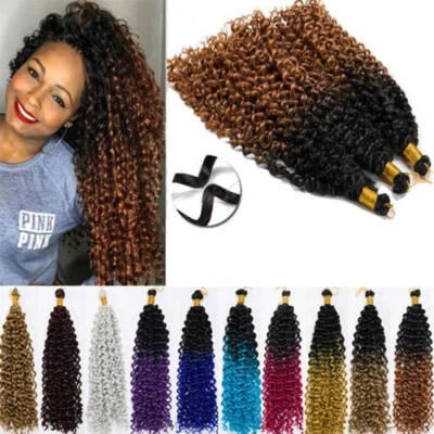 5 Bundles Curly Water Wave Braiding Crochet Braids Hair Extensions Ombre Brown - Image 1 of 4