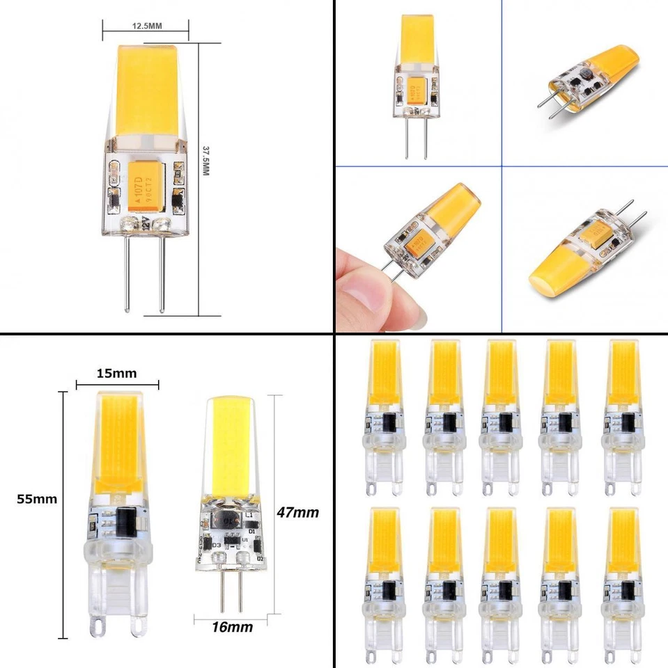 ★TheQ★ LED Lampe G4 G9 AC/DC 12V ab 1,2W LED Birnen COB SMD Energieeinsparung - Bild 1 von 1