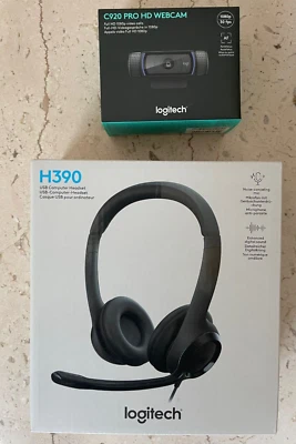 Combo Cuffia Logitech H390 USB Cuffia  + webcam Logitech C920 pro hd - NUOVI - Immagine 1 di 2