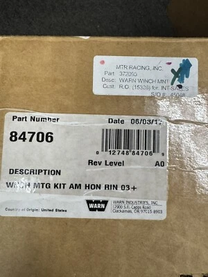 Kit de montaje de cabrestante Warn #84706 Honda Rincon TRX500/650/680 Foto 1 de 3