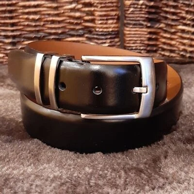 Cinturón Van Heusen Hombre 34 Cuero Negro Plateado Minimalista Oficina Contemporánea Foto 1 de 4