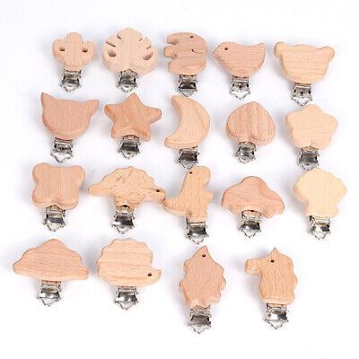 Wooden Pacifier Clip Natural Beech Baby Dummy Clips DIY Pacifier Chain Accessory • 8.02$