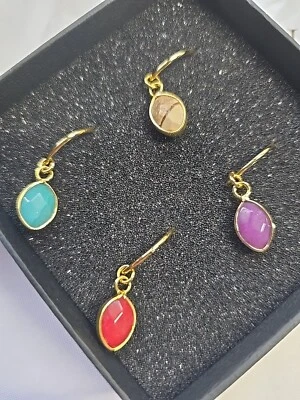 Palmero Wine Stem Stone Charms 4 Colors  1 Pack Of 4 Charms. Gold Colored Metal - Image 1 of 4