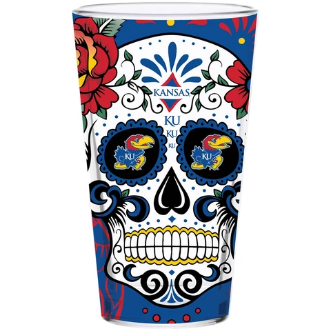 Kansas Jayhawks 16oz. Dia de los Muertos Pint Glass Cover