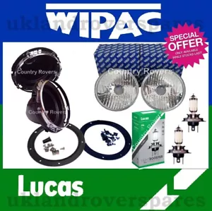 HEADLIGHT UPGRADE LAND ROVER DEFENDER CRYSTAL LAMPS + STAINLESS S BOWLS + XENON - Picture 1 of 9