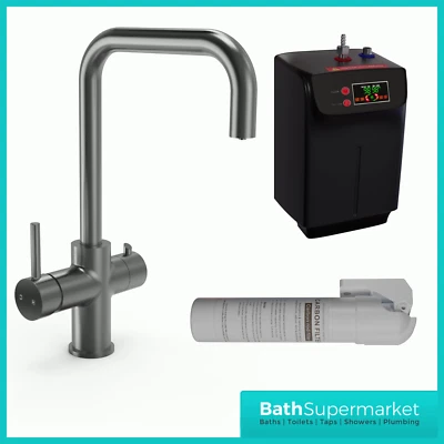 3 in 1 Instant Boiling Water Dispenser Hot Cold Gun Metal Grey Kitchen Tap  - Image 1 of 4