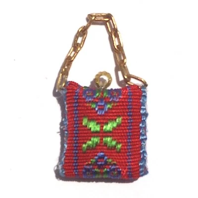 Casa de Muñecas Miniatura Cartera Bolso de Mano Bolso de Noche Bolso de Mano Correa de Cadena Floral Rojo Foto 1 de 3