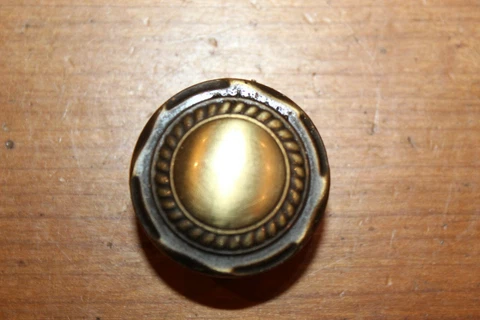 One 1-1/4" NOS Vintage? Brass Cabinet Drawer Pull / Knob G-13 Cover