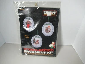 Titan Needlecraft  #483 Set Of 3 Cross Stitch Ornament Kit  Vtg 1985  NIP - Picture 1 of 7