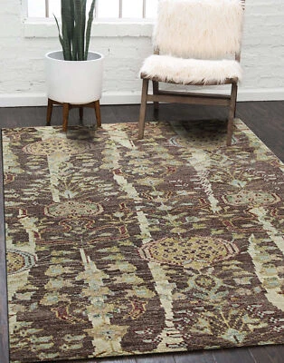 Brown Hand-Knotted Wool Modern Knot Rug by EORC | Elegant Area Rug for Adding - Image 1 of 4