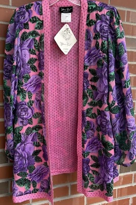Chaqueta plumero vintage Diane Freis floral con cuentas O/S nueva Foto 1 de 4