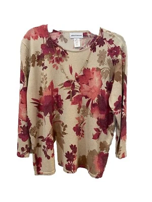 Suéter Alfred Dunner Mujer XL Con Collar Floral Dorado Brillo Cottagecore Foto 1 de 4