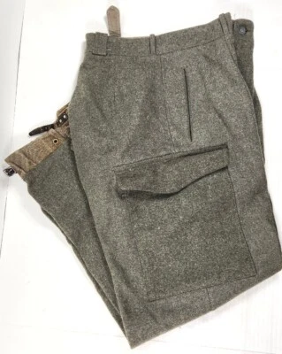 Vtg Swedish 3 Crowns Wool Trousers Military Army WWII 29x30 Military Wool Pants  - Image 1 of 4