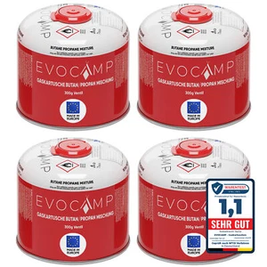 EVOCAMP 4x Butan/Propan Gaskartusche 300g, Schraubkartusche für Weber Q100/1200 - Bild 1 von 10