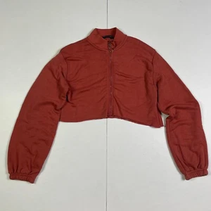 Pretty Little Thing Sweatshirt 12 Red Full Zip Cropped Jumper PLT - Picture 1 of 9