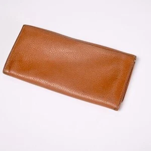 Lonchamp Paris France Brown Pebble Leather Envelope Wallet VTG 7.25"l - Bild 1 von 6