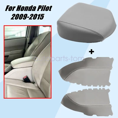 Cubierta de reposabrazos gris con paneles de puerta delantera de cuero gris para Honda Pilot 2009-2015 Foto 1 de 4