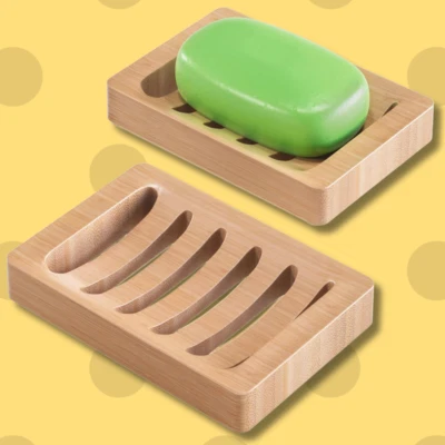 2 Pack Bamboo Soap Dish Holder Wooden Soap Dish For Shower Bar Soap Dish Holder - Image 1 of 4