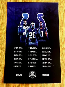 BELLISSIMO POSTER PROGRAMMA INDIANAPOLIS COLTS 2023 - TAYLOR, BUCKNER, PITTMAN - Foto 1 di 1