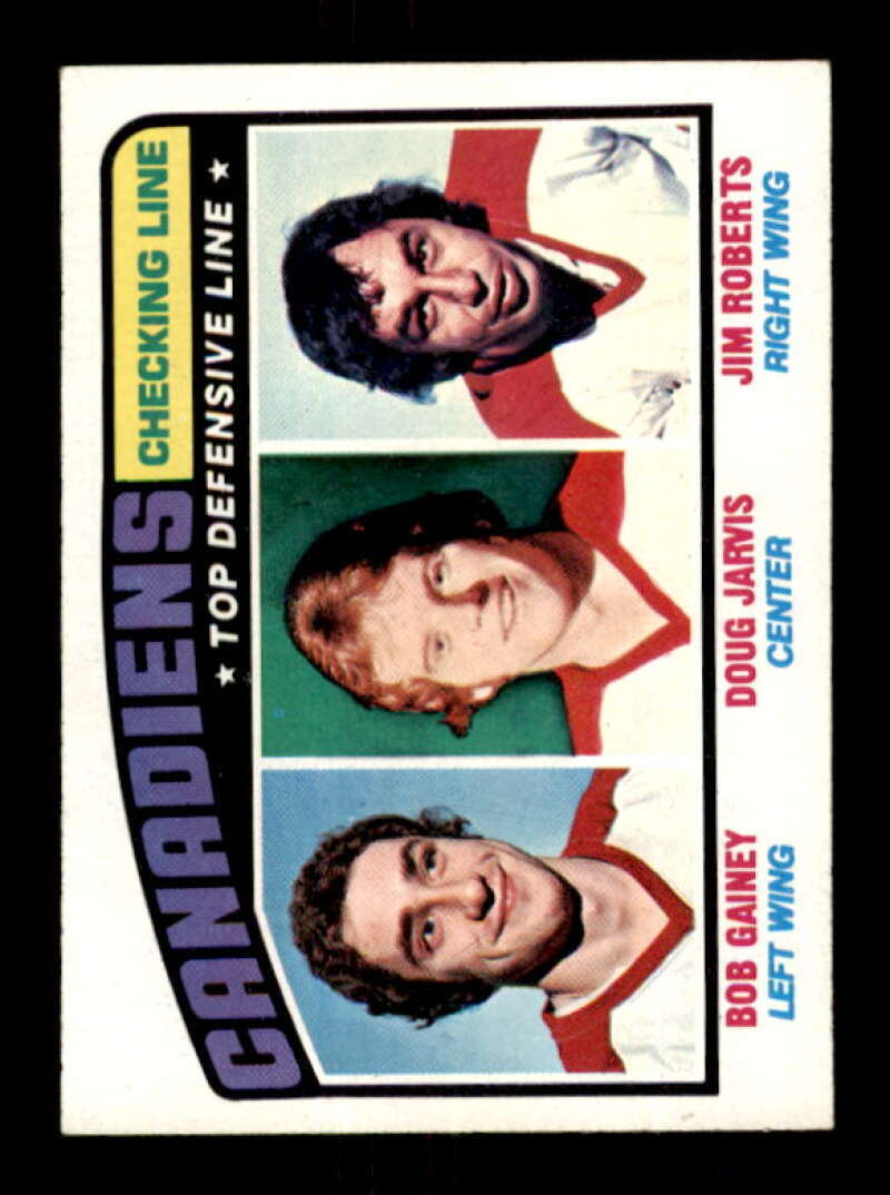 1976-77 Topps #217 Bob Gainey/Doug Jarvis/Jim Roberts Checking Line EX/EX+ Canad