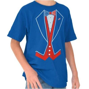 Patriotic American Flag 4th of July Tuxedo Boys Graphic Tees Youth T Shirts - Picture 1 of 7