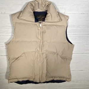 Vintage Down Puffer Vest Full Zip Men’s Large Montgomery Wards Beige - Picture 1 of 4
