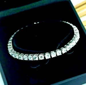 925 Silver Lab Created Diamond 5 Ct Women's Tennis Bracelet 14k White Gold Over - Picture 1 of 1