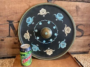 Vintage 15" Hand Painted Tole Painting Floral Wood Tray Signed Art - Picture 1 of 12