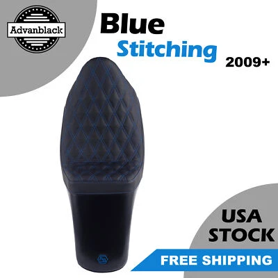 Asiento de asalto Advanblack costura azul para Harley Electra Street Road King Foto 1 de 4