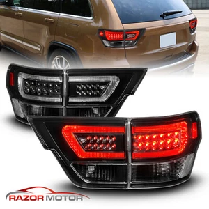 4PCS LED C Bar Tail Lights For 2011-2013 Jeep Grand Cherokee Black Clear Pair - Picture 1 of 9