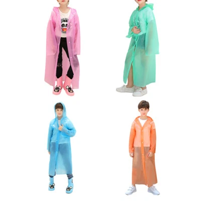 Children Kid Hooded Rainsuit Rain Cover Poncho Raincoat Jacket Coats Waterproof