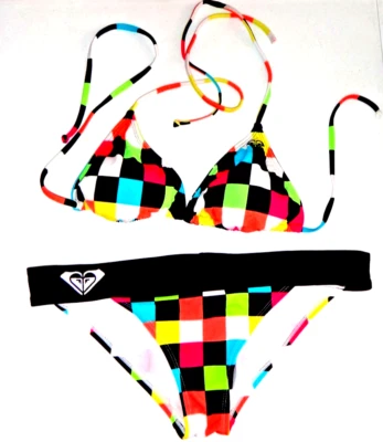 ROXY 2-PC SET Swim Bottom & REVERSIBLE  Bra Top Bikini Swimwear Colorful Size L - Image 1 of 4