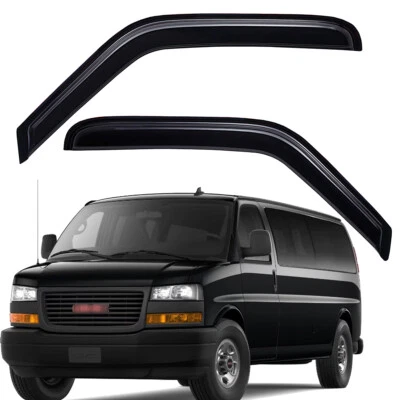 Tape-on Window Visors Rain Guards Wind Deflectors for 96-25 GMC Savana 2500 3500 - Image 1 of 4