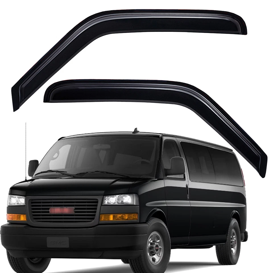 Tape-on Window Visors Rain Guards Wind Deflectors for 96-25 GMC Savana 2500 3500 - Imagem 1 de 4