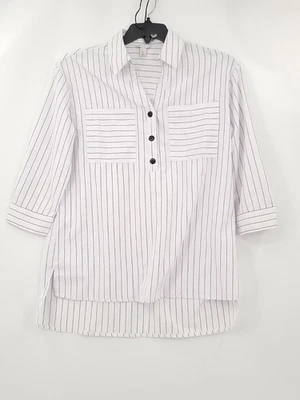Cato Shirt Womens Adult Size Small Color White Long Sleeve Striped Button - Image 1 of 4