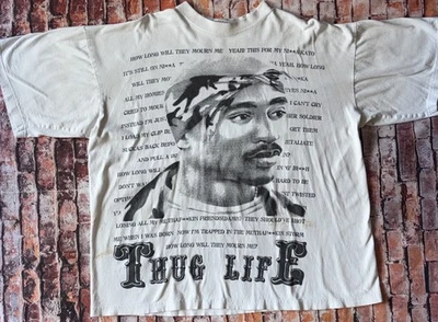 Camiseta Tupac Shakur THUG LIFE How Long Will They Mourn Me Lyrics Rap Talla 2XL Foto 1 de 4