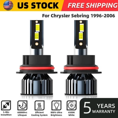 Kit de 2 bombillas de faros LED 9007 haz alto/bajo para Chrysler Sebring 1996-2006 Foto 1 de 4
