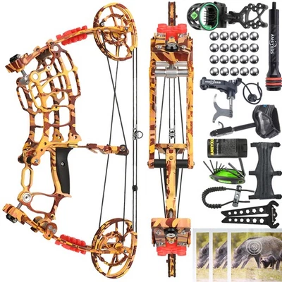 Dual-use Compound Bow 30-60lbs Short Axis Arrows Archery Hunting Fishing RH LH - Image 1 of 4