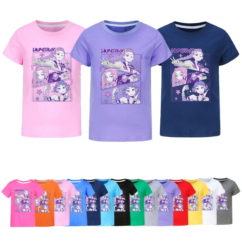Kids Girls Demon Hunters Casual T shirts Kids Breathable Cotton Summer Tops Tees - Image 1 of 3