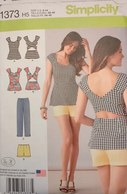 SIMPLICITY Sewing Pattern #1373 Misses' PANTS, SHORTS & TOP 6-8-10-12-14 UC/FF - Image 1 of 4