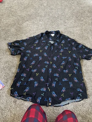 LuLaRoe Men's Michael Airplanes Button-Up Shirt Size 3XL - Image 1 of 3