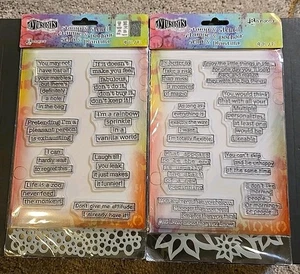 2 Sealed Sets Ranger Dylusions Stamp & Stencil Quote Bubbles & Quote Medley New - Picture 1 of 15