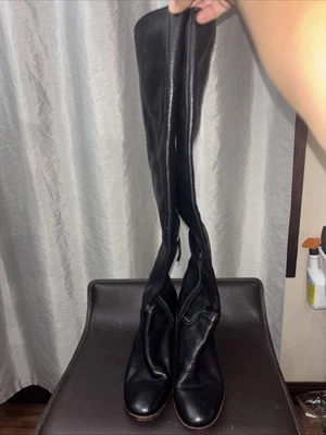 Franco Sarto Faye Women Southwestern Black Pebbed Leather Over Knee Boots 8.5M - Image 1 of 4