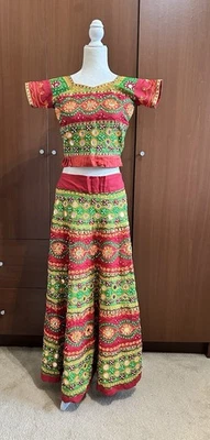 Girls Lehenga Choli Rajasthani Jaipuri Sz 11-12 yr old Kids Ghaghra Red Green - Image 1 of 4