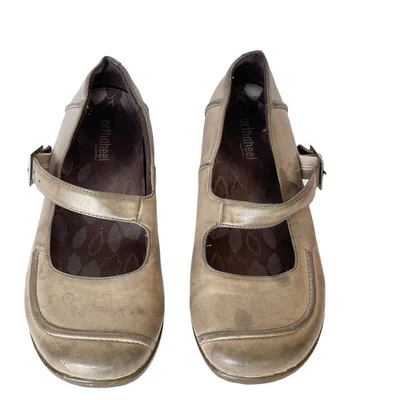 ORTHAHEEL Mary Jane Zapatos Sandalias Mujer Talla 7 ELISA Cuero Taupe Foto 1 de 4