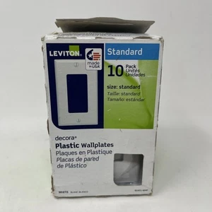 Paquete de 10 placas de cubierta de interruptor basculante y toma de corriente de pared Leviton 1-Gang White Decora - Imagen 1 de 7