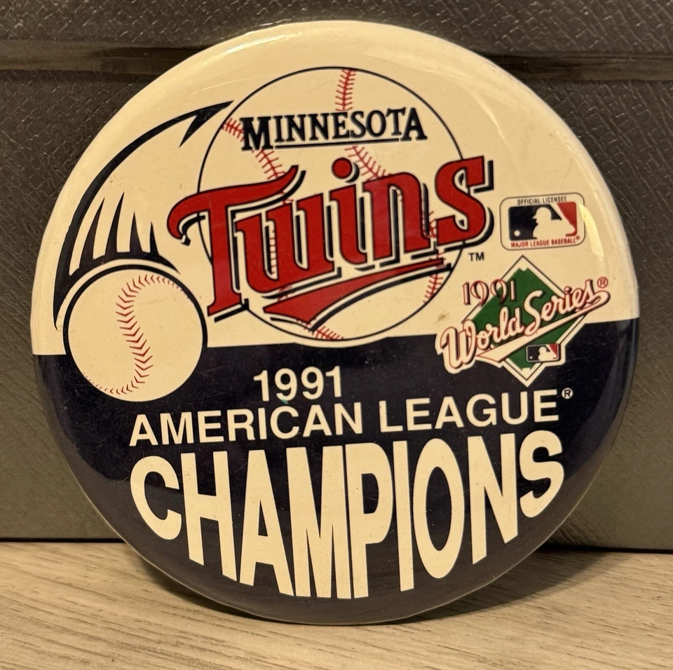 Minnesota Twins Pin 1991 AL American League Champions Button Pinback MLB - NOS - Image 1 of 3